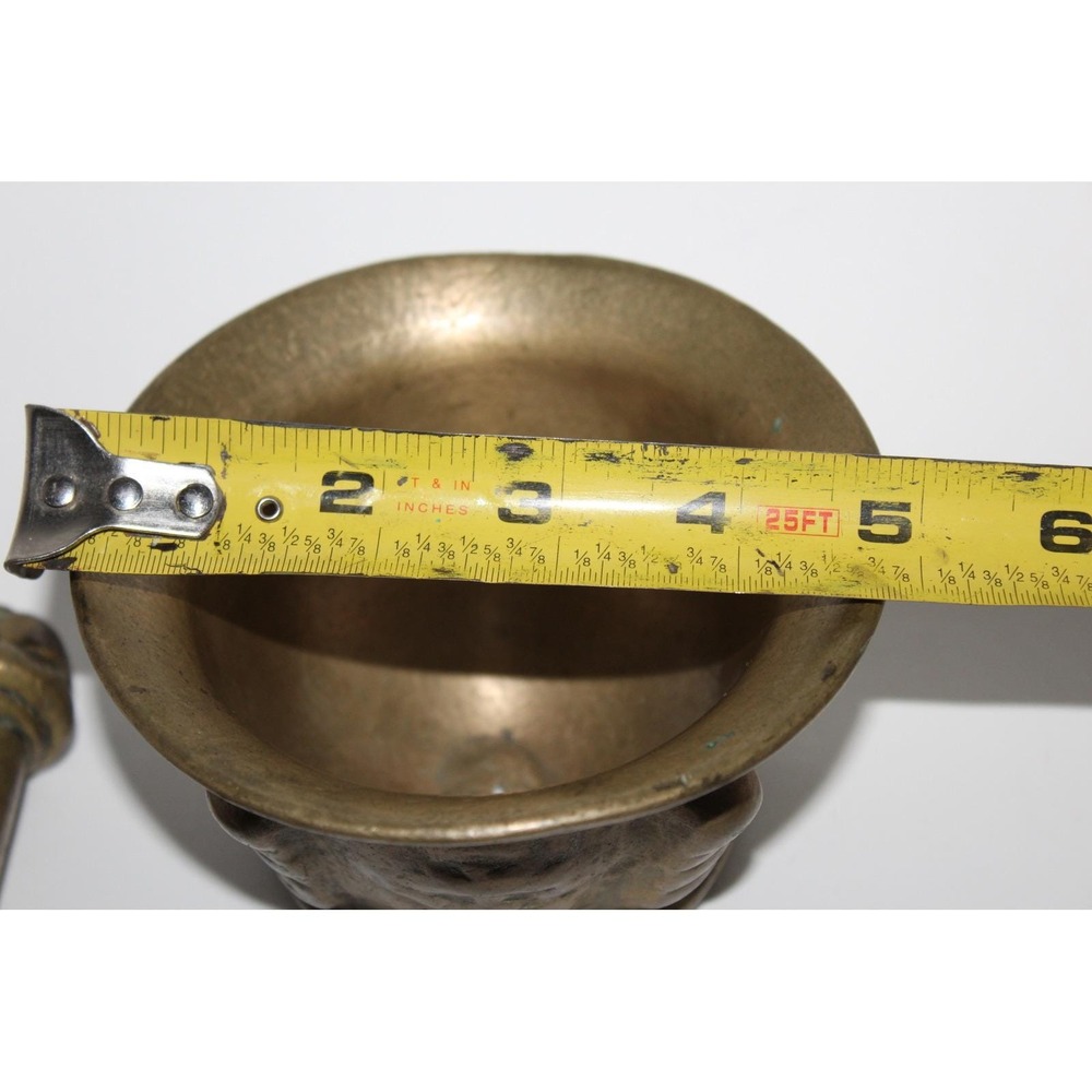Vintage Heavy Brass Mortar & Pestle 19th Century Apothecary Grinder Antique MCM - Picture 7 of 16